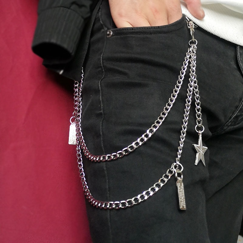 Trendy Double-Layer Metalen Broek Ster Hanger Ketting Jeugd Mannen Vrouwen Mode Hip Hop Broek Accessoires Taille keten