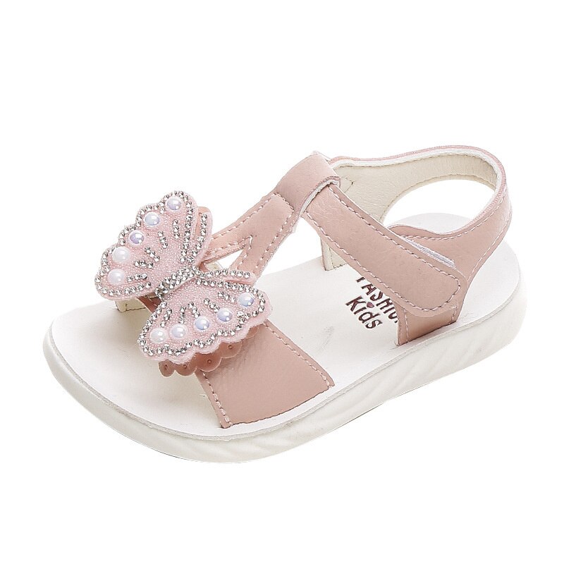 Summer Children Toddler Baby Kids Sandals For Little Girls PVC Butterfly Pink White Beach Princess Shoes 1 2 3 4 5 6 Years old