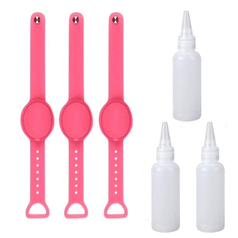 3Pcs Liquid Wristband Hand Dispenser Silicone Refillable Wristband for Adult Kid Wearable Dispenser Bracelet Bangles Kit: PK