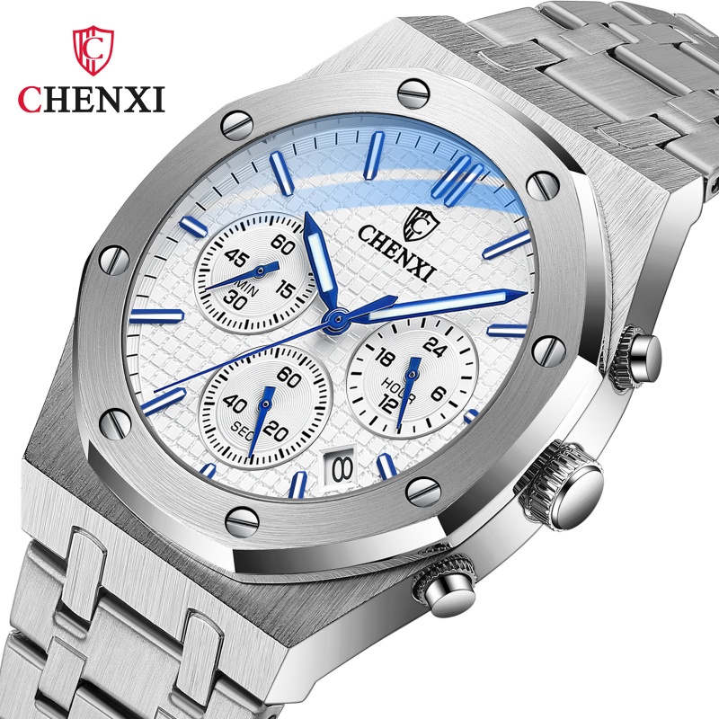 Chenxi 948 Chronograaf Date Business Top Luxe Quartz Horloge Heren Roestvrij Staal Waterdicht Polshorloge Cadeau
