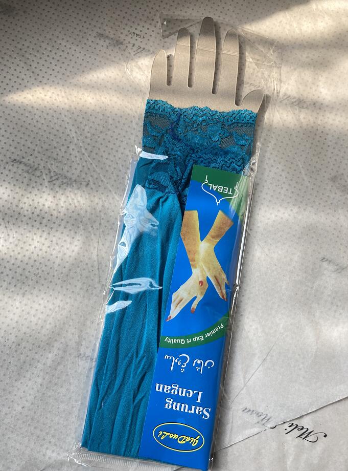 Manchettes en dentelle pour femmes du moyen-orient, manches musulmanes, couvre-bras islamique, gants arabes, tissu extensible, chauffe-bras élastique: Cyan