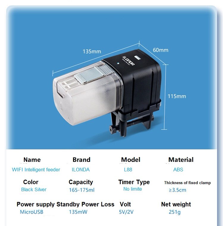Ilonda inteligentna aplikacja Wifi karmnik dla ryb automatyczny organ inteligentne sterowanie akwarium automatyczne urządzenie robić karmienia rozrządu: Default Title