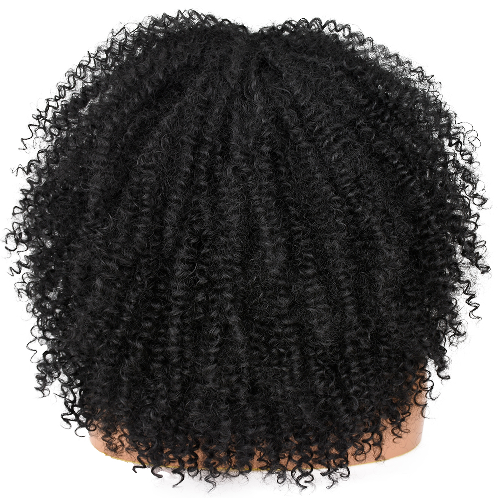 Perucas afro encaracoladas para mulheres negras, perucas sintéticas afro encaracoladas com franja, cabelo longo e fofo e encaracolado