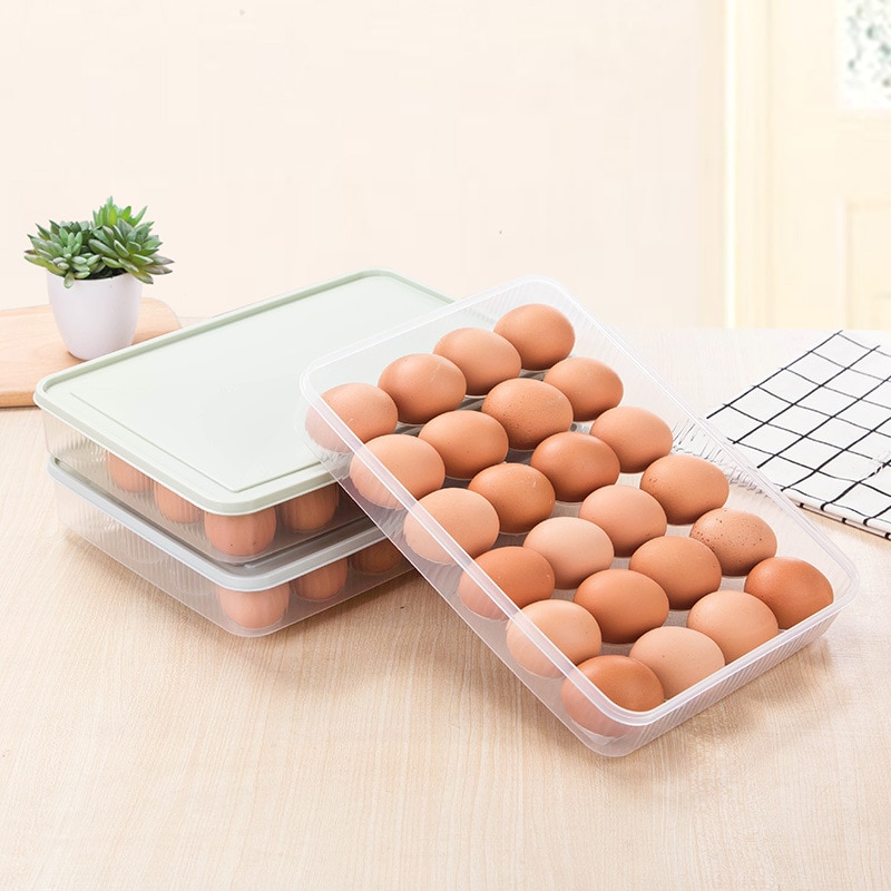 24 Grids Multi-layer Tray Egg Preservation Eco-friendly Plastic Quick-frozen Eggs Box Refrigerator Storage Box Modern House
