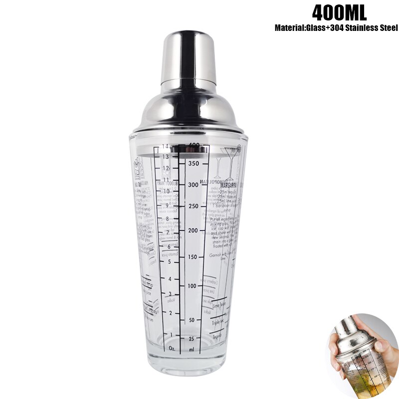 400Ml/14Oz Glas Cocktail Shaker Mixer Wijn Martini Shaker Voor Barman Tool Accessoire Drinken Party Bar Gereedschap