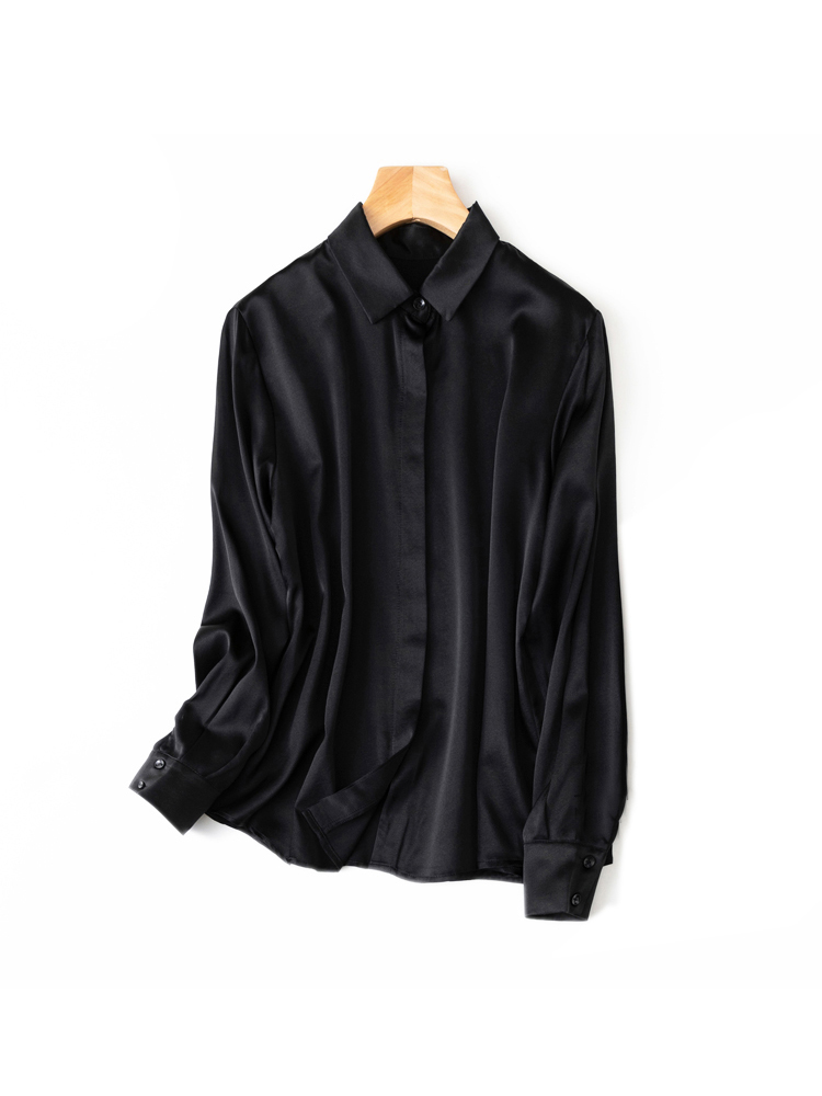 SuyaDream-camisas lisas de seda 93% auténtica para mujer, Blusa de manga larga de 7% licra, Top para oficina, primavera y otoño, 2022
