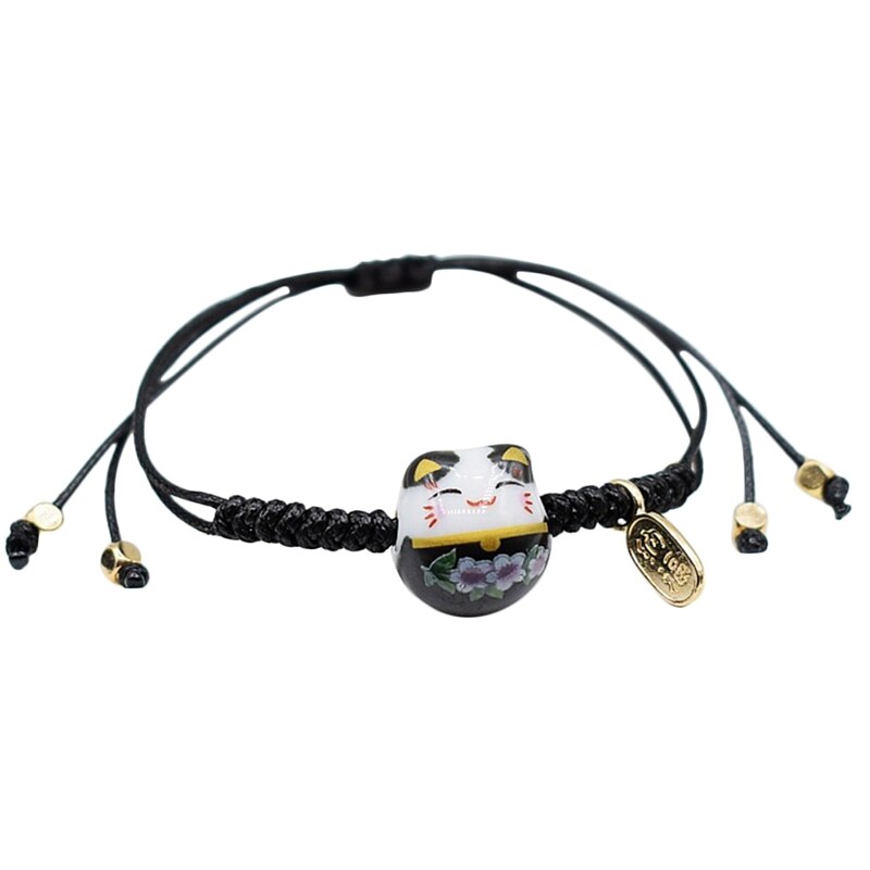 Handgemachte Bunte Seil Glück Katze Einstellbar Armbinde Für Frauen Mädchen Einfache Nette Keramik Armbinde Süße Armreifen