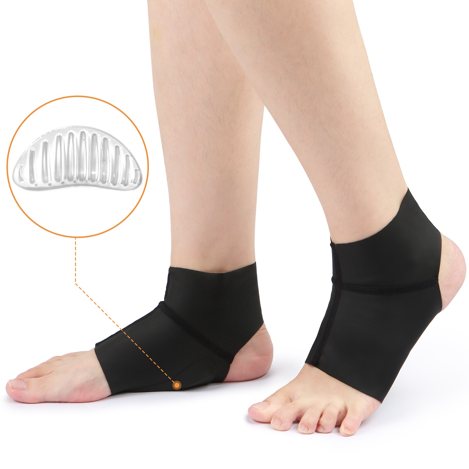 Calcetines planos de compresión con soporte para ARCO, protectores de tobillo con plantillas de Gel, cojín para aliviar el dolor en el arco del tobillo, 1 par