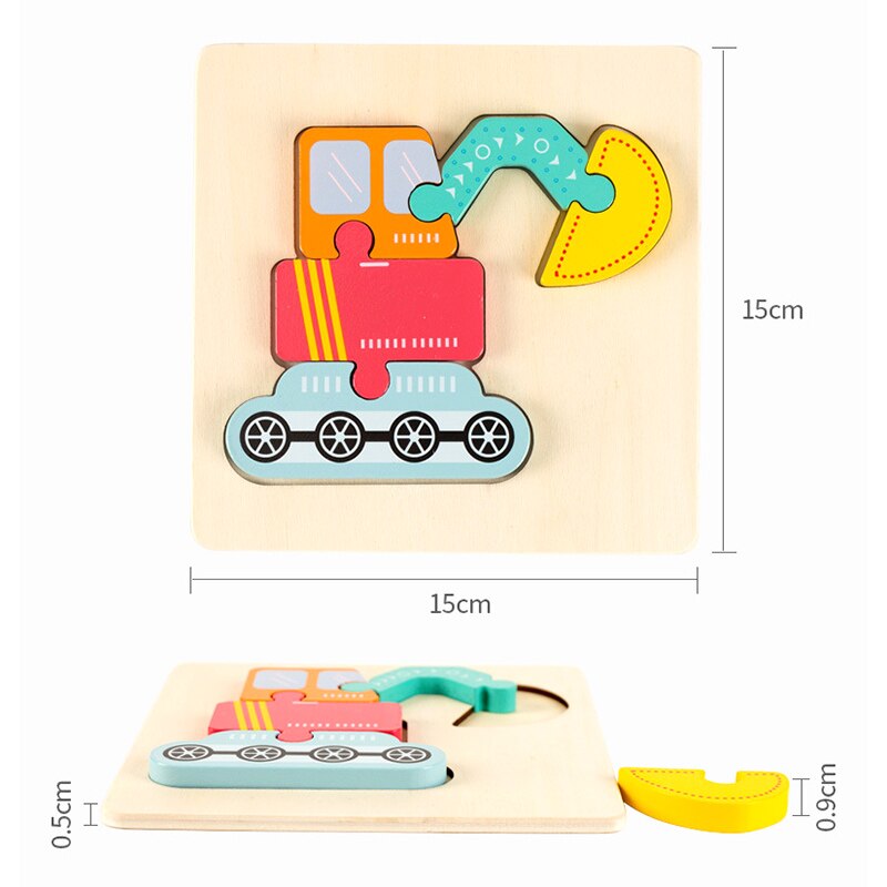 Baby 3D Wooden Puzzle Educational Toys Kids Cartoon Animal Intelligence Puzzles