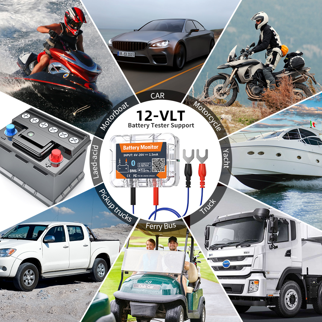 BM6-monitor de batería inalámbrico con Bluetooth 4,0, dispositivo de 12V con aplicación de control de salud, probador de batería para Android e IOS, en oferta