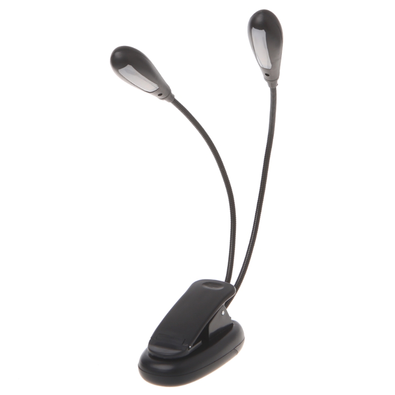 2 Dubbele Flexibele Armen 4 Led Clip-On Lichtlamp Voor Pianomuziek Stand Book Ea