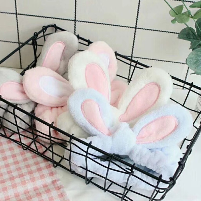 Cute Bunny Ear Trucco Fasce per il Lavaggio Viso Doccia Spa Maschera Morbida e Carino Orecchie di Coniglio Fasce Per Capelli per Le Donne E Le Ragazze