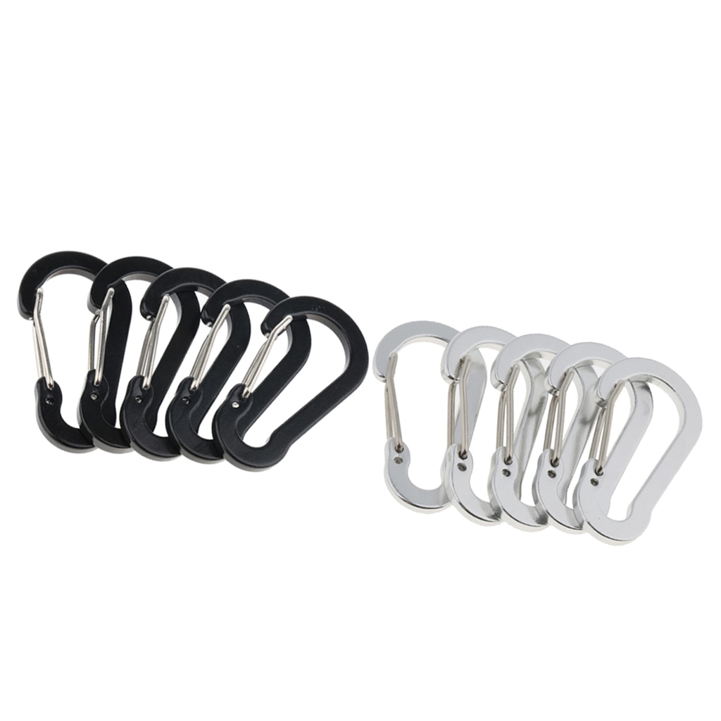 10 st mini aluminium wiregate karbinhakar d form fjäderbelastad grind liten d ring karbinhake, lättviktskrok nyckelring
