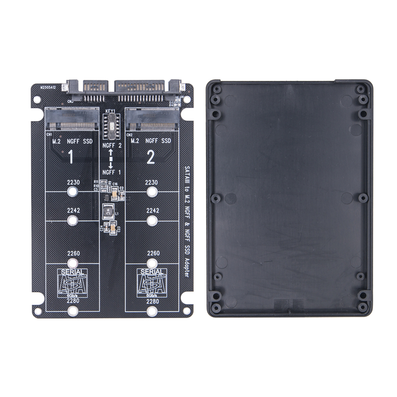 Adaptador Dual M.2 a SATA3.0, adaptador SSD de protocolo M.2 SATA, 2 puertos NGFF M.2 B Key a SATA 3,0 6Gbps, caja de tarjeta convertidora M2 a SATA: Default Title