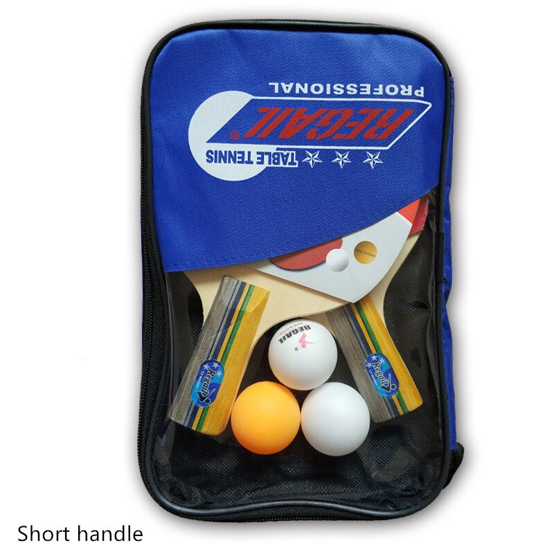 2Pcs Ping Pong Racket Table Tennis Paddle Bat Practice Set with 3Pcs Training Balls: Blue Short handle