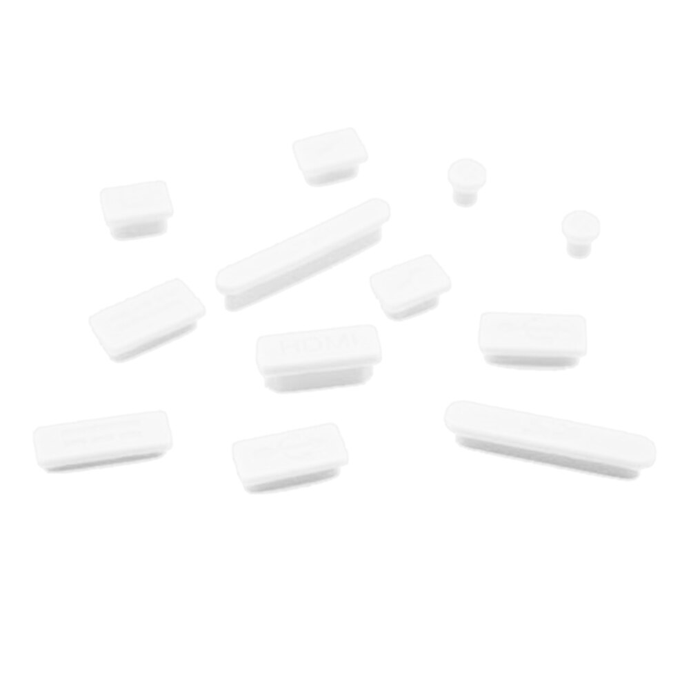 12PCS In Gomma Anti-Spinotti E Jack Antipolvere Copertura Antipolvere Fermacorda E Ganci Molle Variopinta Del Silicone Spinotti E Jack Antipolvere Per Macbook Air 13 "11" retina Porte Del Computer Portatile: white