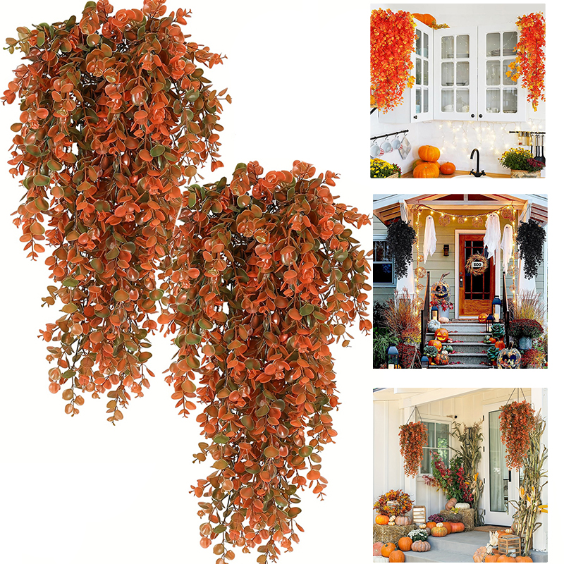 2 stk. efterårshængende slyngplanter kunstige plastikplanter gårdhave hoveddør simuleret kunstig rotting vægdekoration til hjemmet