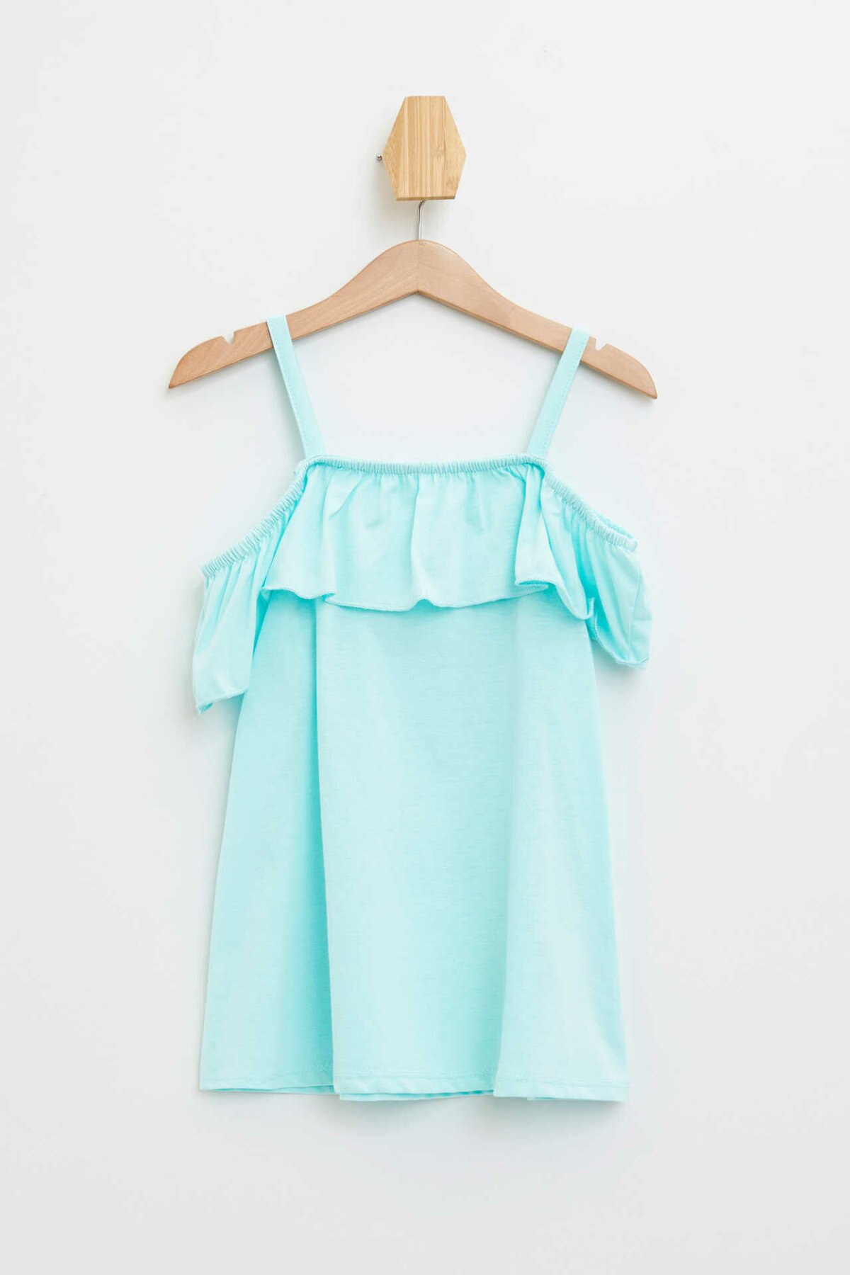 DeFacto Mädchen Sommer Neue Sky Blue Top Tees Kinder Strap T-Shirts Mädchen Flare Hülse T-Shirts-L0023A619SM