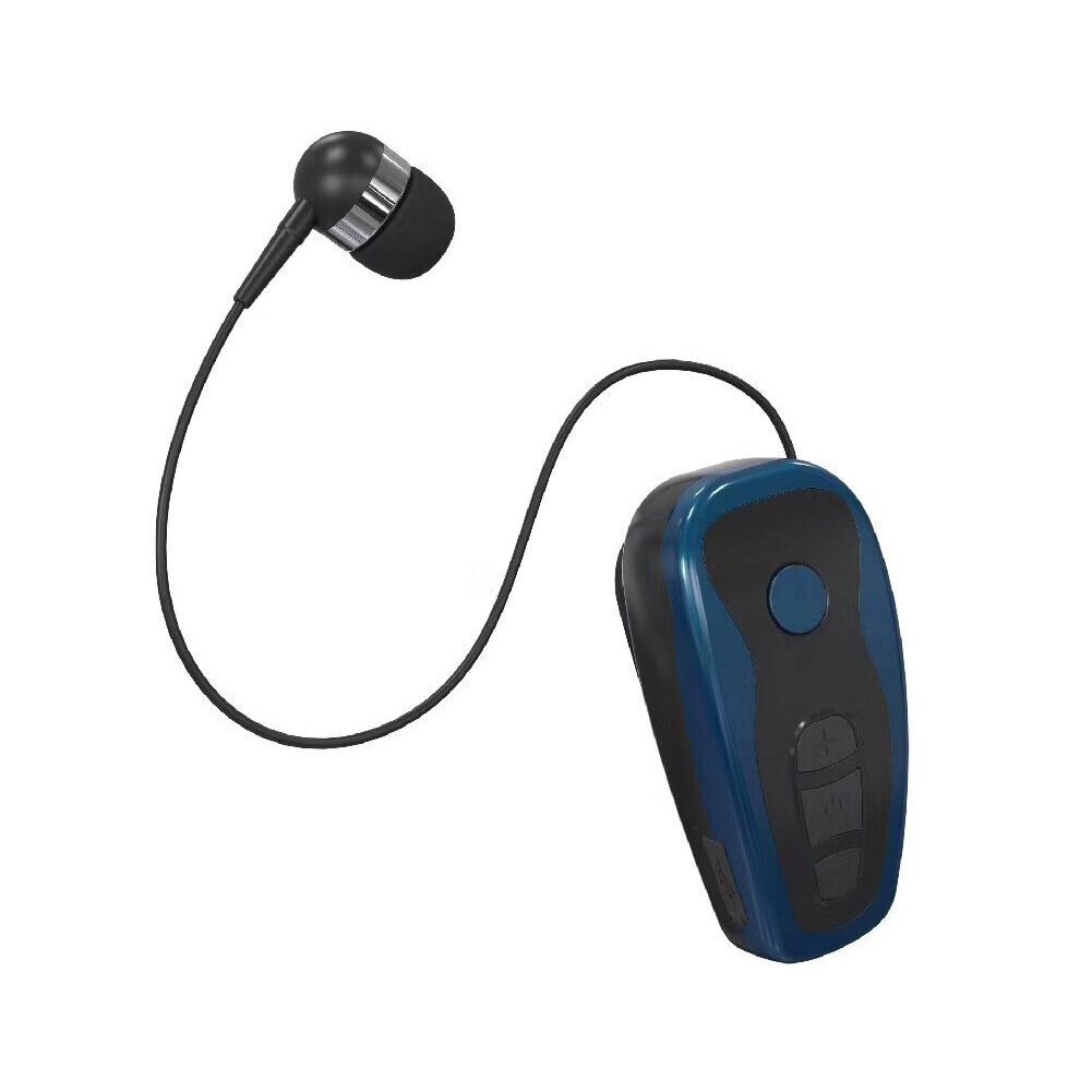 Q7 Wireless Convenient Bluetooth 4.1 Earphone Stereo Headset Voice Report In-Ear Retractable Wire Business Neck Clip: Black Blue