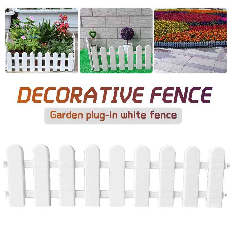 1pc 50 x 13cm hvidt plast træ hegn gårdhave indendørs have hegn børnehave blomsterhave vegetabilsk hvid indretning