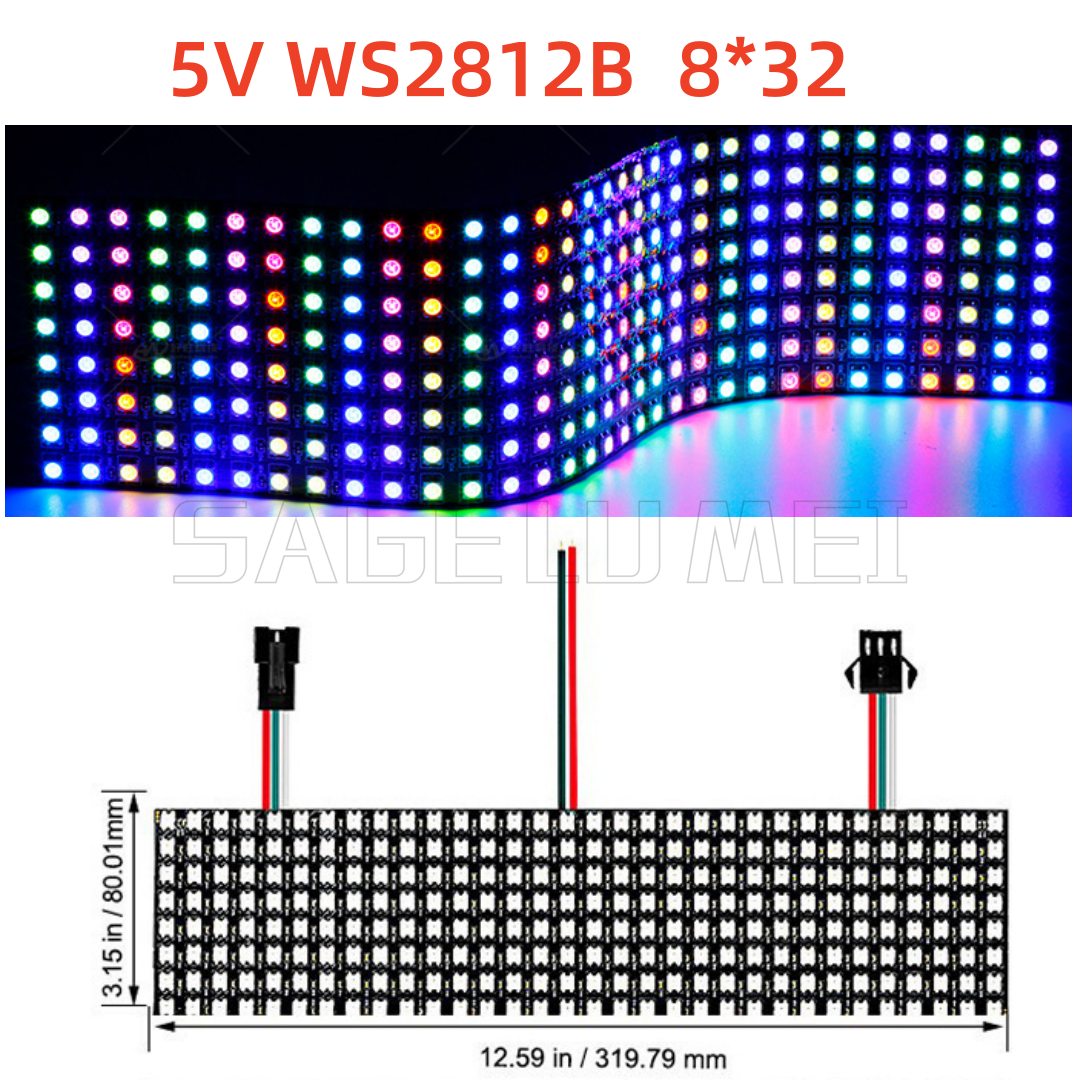 Ws2812b rgb led digital fleksibel individuelt adresserbar led panellysstripe  ws2812 8 x 8 16 x 16 8 x 32 modulmatriseskjerm  dc5v