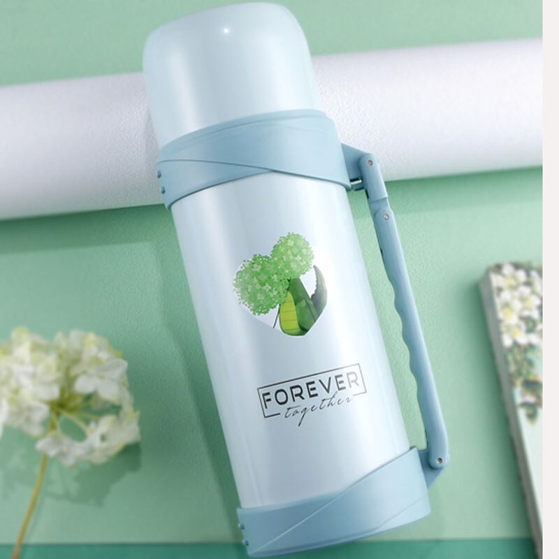 Bouteille Thermos 1.2L/1.5L bouteille d'eau chaude de voyage en plein air bouteille sous vide en acier inoxydable bouteille Thermos Portable de grande capacité: 1,5L / green