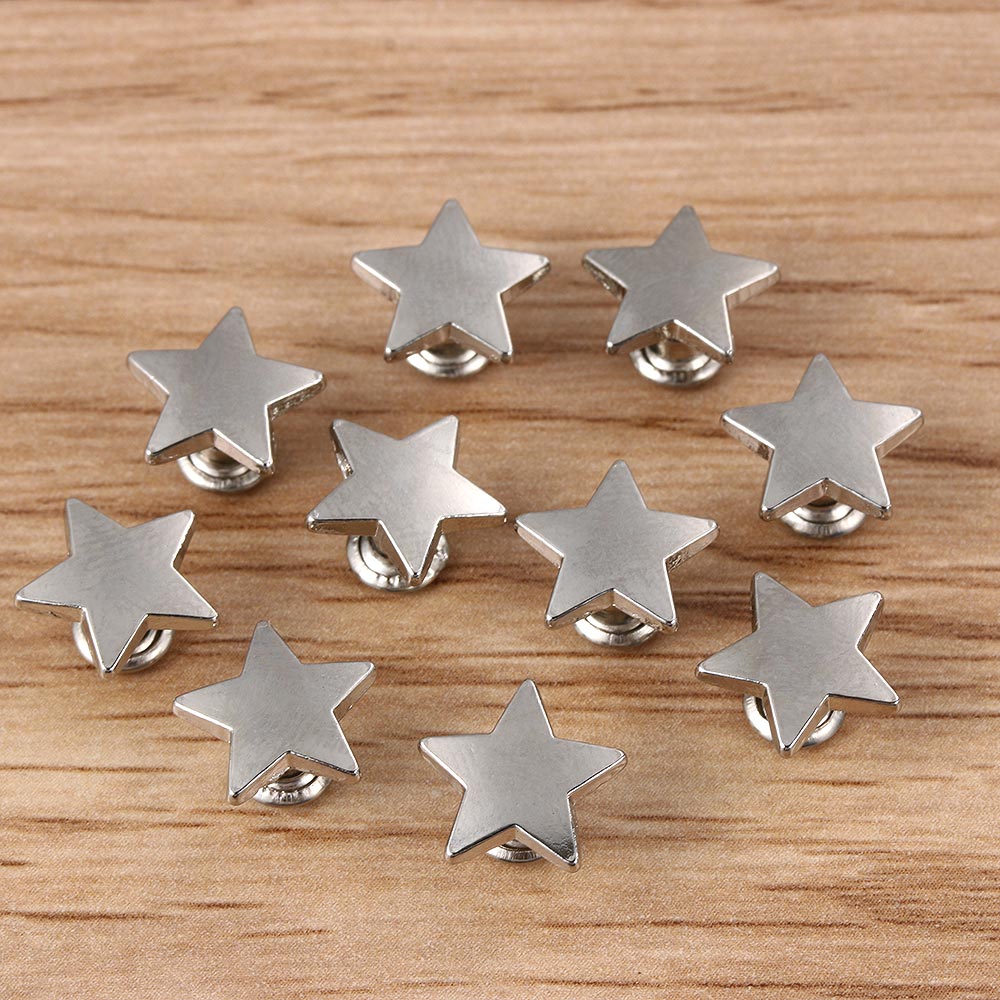 20Pcs Metal Stars Klinknagels Diy Kleding Hoed Tas Schoenen Lederen Ambachten Decoratie Benodigdheden Kledingstuk Naaien Glas Boor Nail Knop