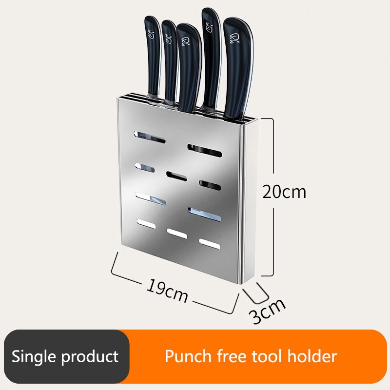 304 stainless steel kitchen rack, pot rack, wall-mounted punch-free cutting board, tool rack kitchen appliances: Knife holder
