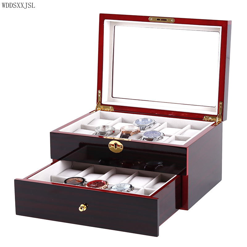 WDDSXXJSL Black ebony grain paint 10 digit rectangular watch box jewelry display storage box home decoration packaging box