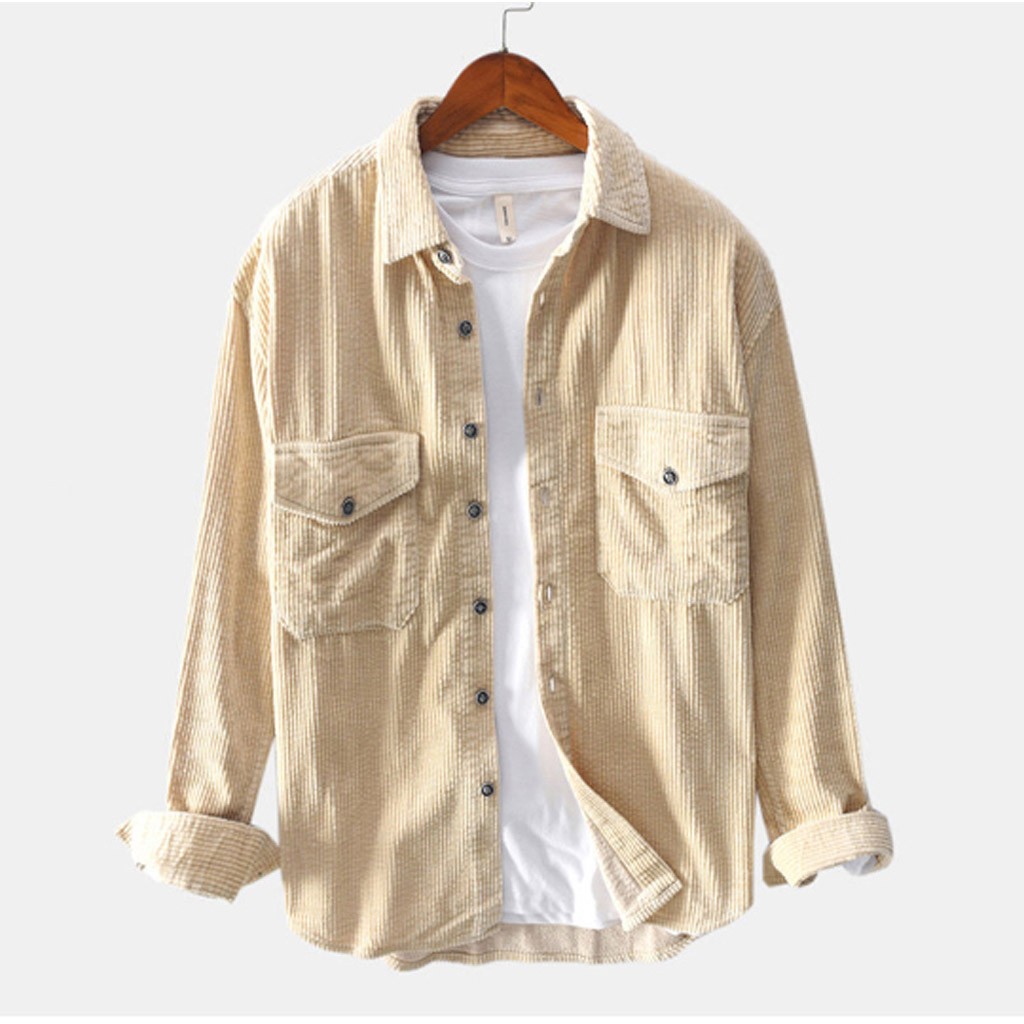 Fløjlsskjorte herre laple efterår vinter toppe lange ærmer herre skjorter casual slim fit camisa hombre  d91101