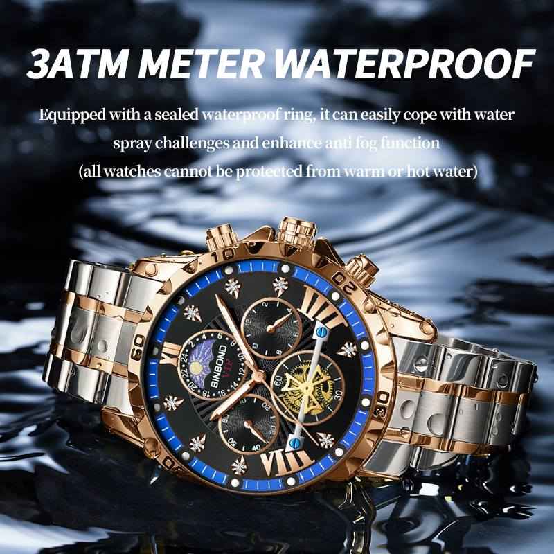 2024 Luxe Automatische Mechanische Horloge Voor Mannen Holle Tourbillon Waterdicht Lichtgevende Datum Week Rvs Heren Horloges