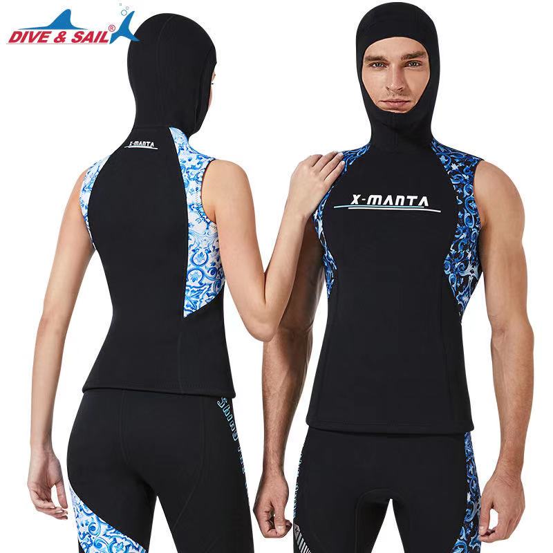 2020 Mens 3 millimetri di Neoprene Maglia Cappuccio Con Cappuccio Senza Maniche Giacca Magliette E Camicette Senza Zip per le Immersioni Surf Nuoto A Vela Che Dimagrisce Sauna allenamento