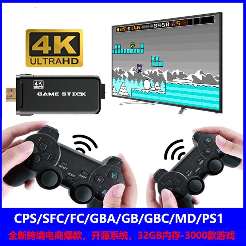 Consola inalámbrica 4K 2,4G, consola de videojuegos clásica, 8 bits, minicontrolador Retro, salida HDMI, reproductor Dual, 3000 juegos