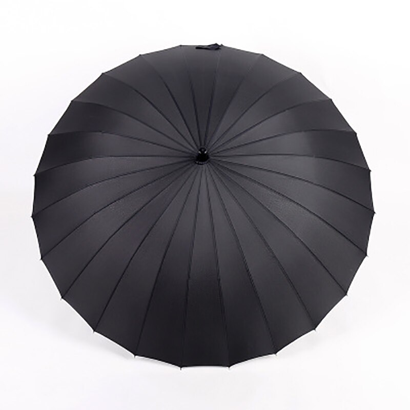 High-end Straight Golf Umbrella Super Large Windproof 24K Solid Color Long Handle Umbrella: Black