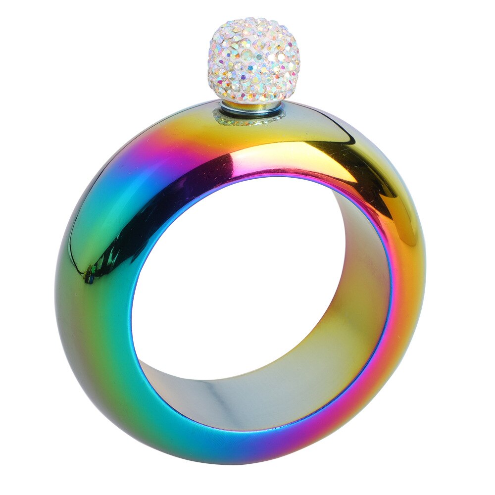 Bracelet Flask 3.5oz Stainless Steel Hip Flask Ring 100ml Wine Flask Whiskey Alcohol Bracelet Bottle for Bar Kitchen: Colorful