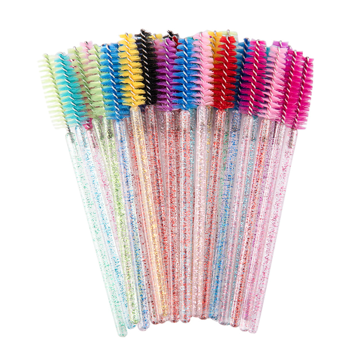 QSTY-brocha de maquillaje para pestañas, 50 Uds., aplicador de rímel desechable individual, peine, varita, herramientas de pinceles de maquillaje para pestañas, 6 colores: Multicolor