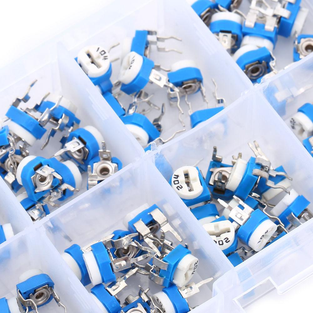 100 st 10- värde potentiometer variabelt motstånd sortiment låda kit  rm065