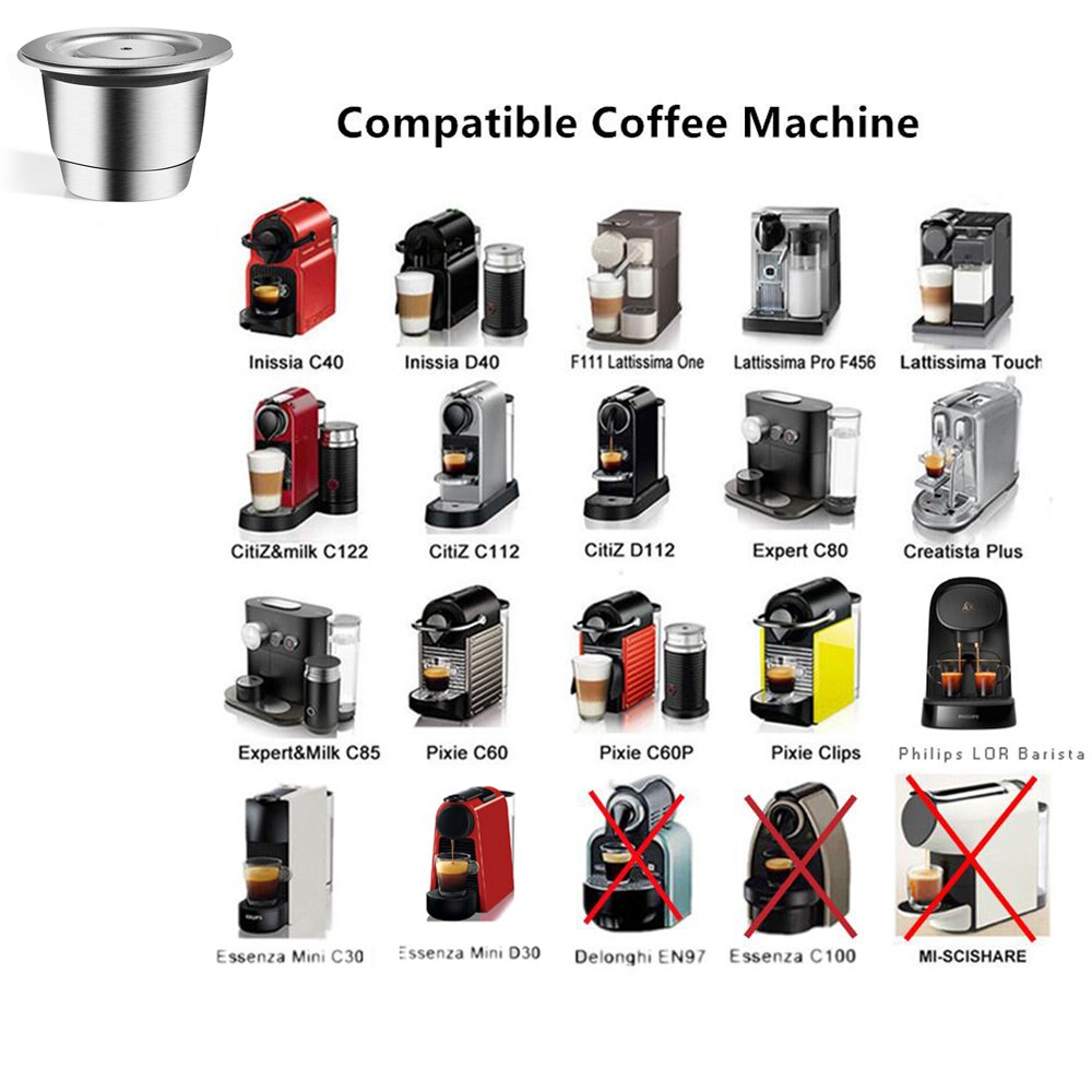 ICafilas Neue Verbesserte Kaffee Kapsel Set Für Nespresso Kaffee Maschine Nachfüllbare Pod Dosierung Ring Tamper Clip