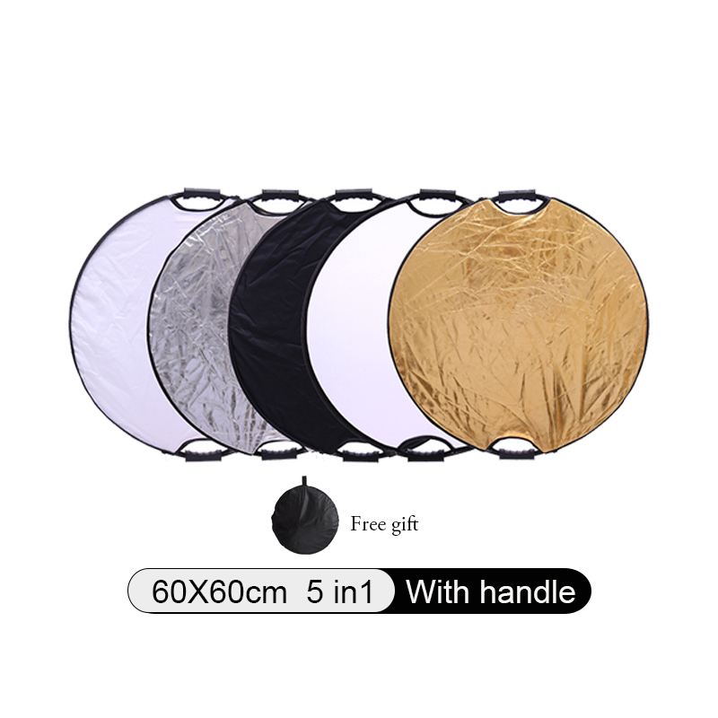 Fotografia. Foto Reflector Fotografie 5 In 1 Inklapbare Light Diffuser Ronde Foto Disc Spotlight Fotografie Accessoires: R Handle 60cm