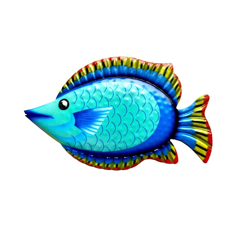 1 Pc Metalen Vis Opknoping Muur Decor Art Badkamer Slaapkamer Sculptuur Ornament Voor Tuin Zwembad Patio Decoratie: blue