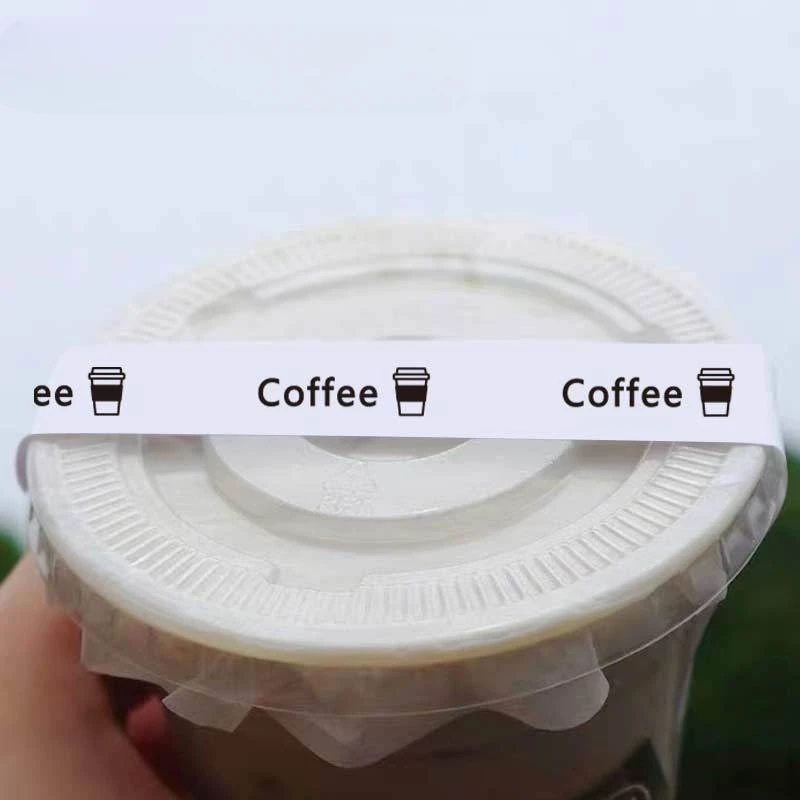 10 stücke zum Mitnehmen Packag Versiegelung Aufkleber Milch Tee Getränke Kaffee schmales Klebeband Aufkleber Versiegelung sband Rollen gedruckt Tasse Deckel Aufkleber