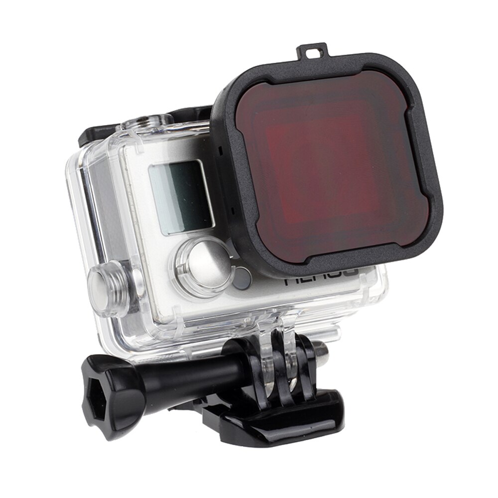 SHOOT-Filtros de lente para GoPro Hero 4 3 +/4, funda impermeable, cámara de acción negra y plateada, filtro rojo para cámara Go Pro, accesorio de buceo