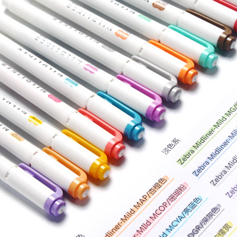 Zebra Mildliner Pastel Highlighters WKT7 Text Marker Japanese Stationery