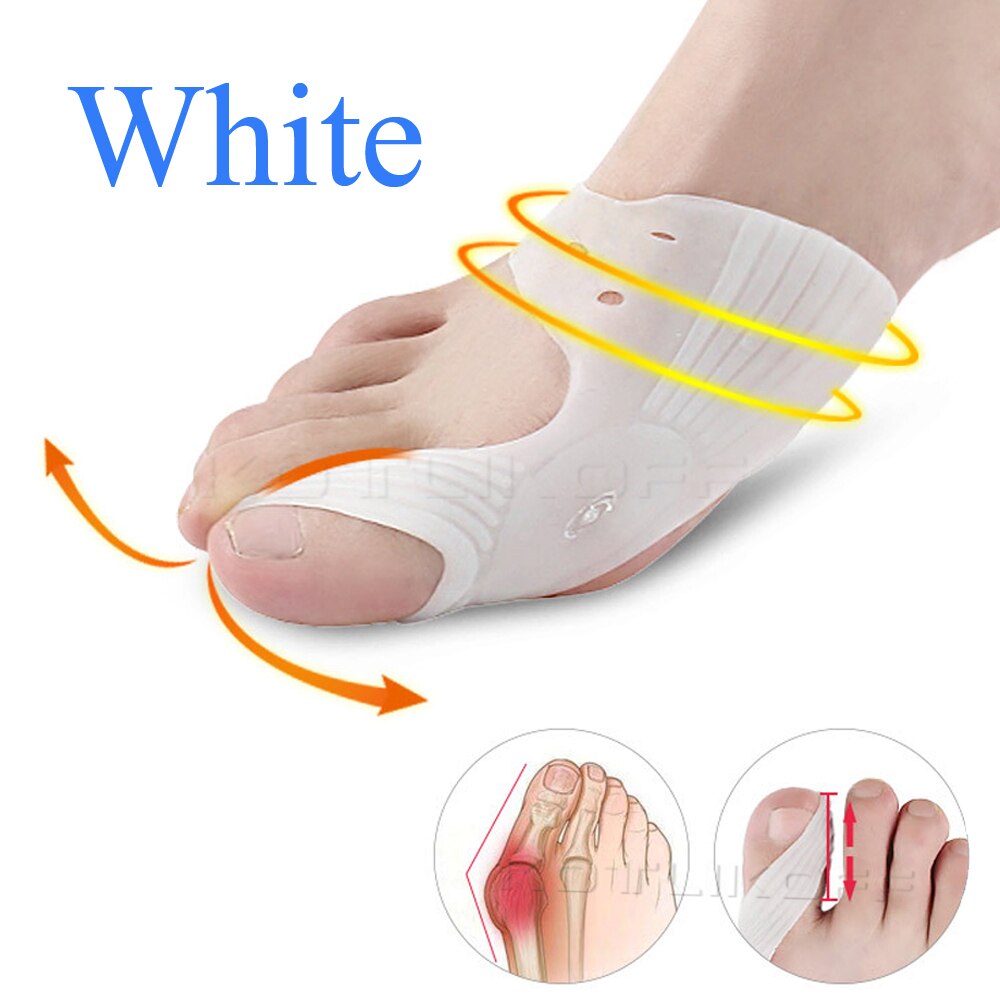 Grote Teen Overlap Siliconen Hallux Valgus Corrector Teenseparators Bunion Correctoren Voet Vinger Splitter Teen Bescherming Orthese: White