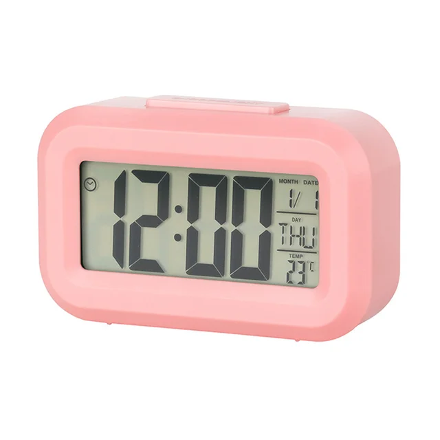 Reloj despertador Digital, alarma Digital electrónica, relojes de mesa de escritorio, retroiluminación de oficina, reloj calendario con repetición: Rosa