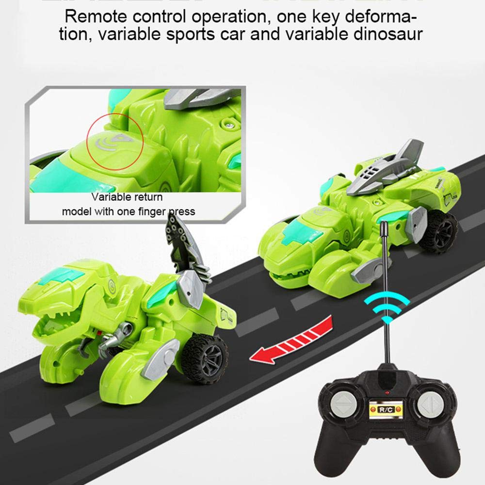 Coche de juguete de dinosaurio transformable, coche de dinosaurio transformable con luz y música, Control remoto