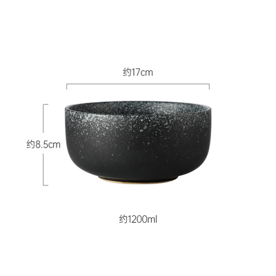 Nudelhåndledd, stor ramenbolle, keramisk hirse-grøtskål, nudelbolle, nudelbolle med oksesuppe: Grå