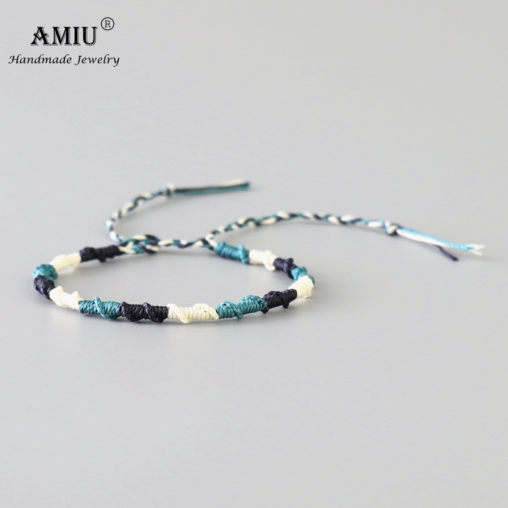 UGA-AMIU Artesanal À Prova D' Água Fio de Cera Corda Nó Pulseira Pulseira Da Amizade Pulseira Envoltório Tecido Simples para Homens e Mulheres