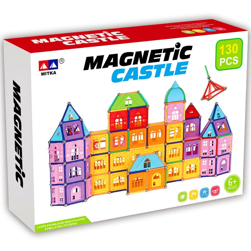 130 stücke von magnetische stange Burg verpackt magnetische bausteine für freundlicher nutzen spielzeug