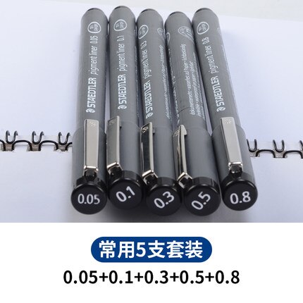Staedtler 308 sb6p tegning nål pen pigment liner krog linje pen: Lysegrå